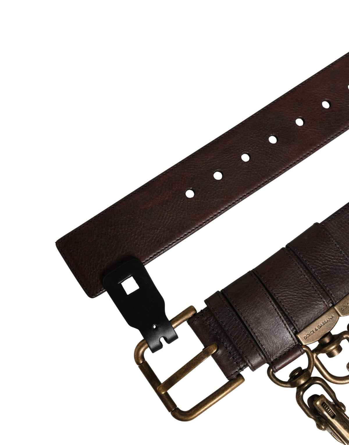 Dolce & Gabbana Men Brown Calfskin Leather Metal Buckle Belt
