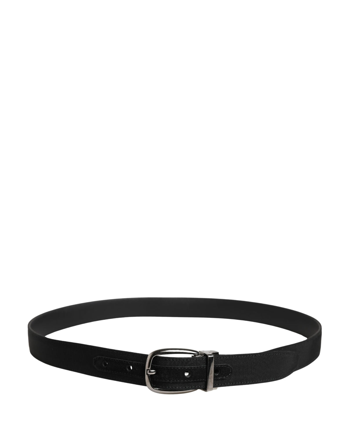 Dolce & Gabbana Men Black Viscose Silver Metal Buckle Belt