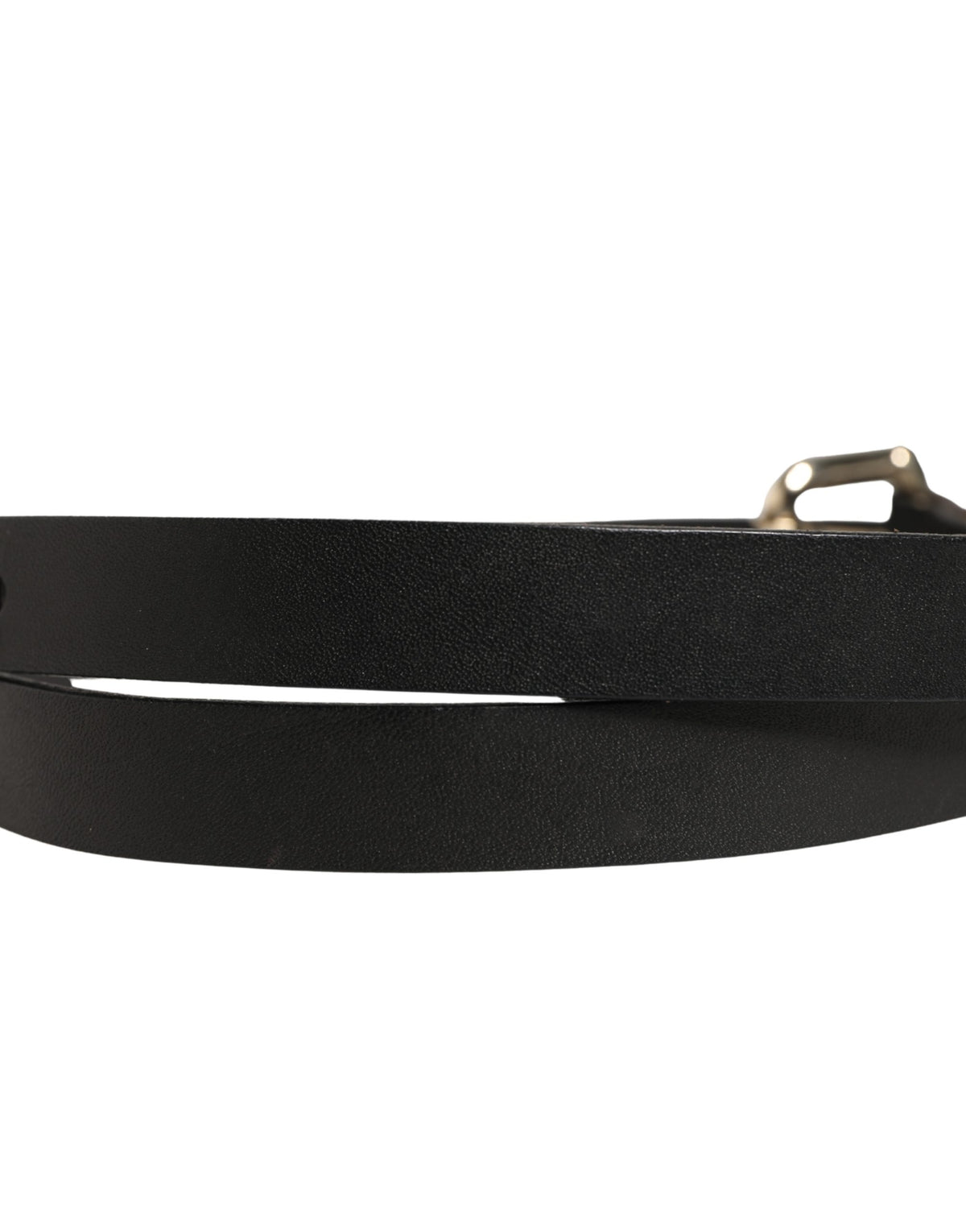 GF Ferre Black Leather Slim Gold Tone Buckle Waist Men Belt
