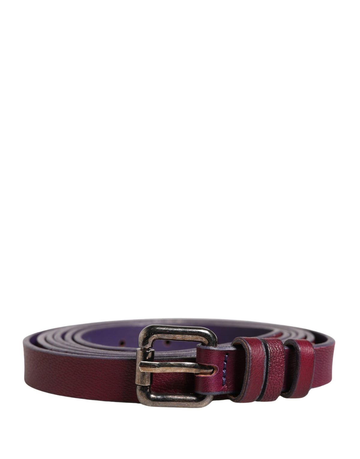 GF Ferre Maroon Leather Silver Metal Buckle Waist Women Belt