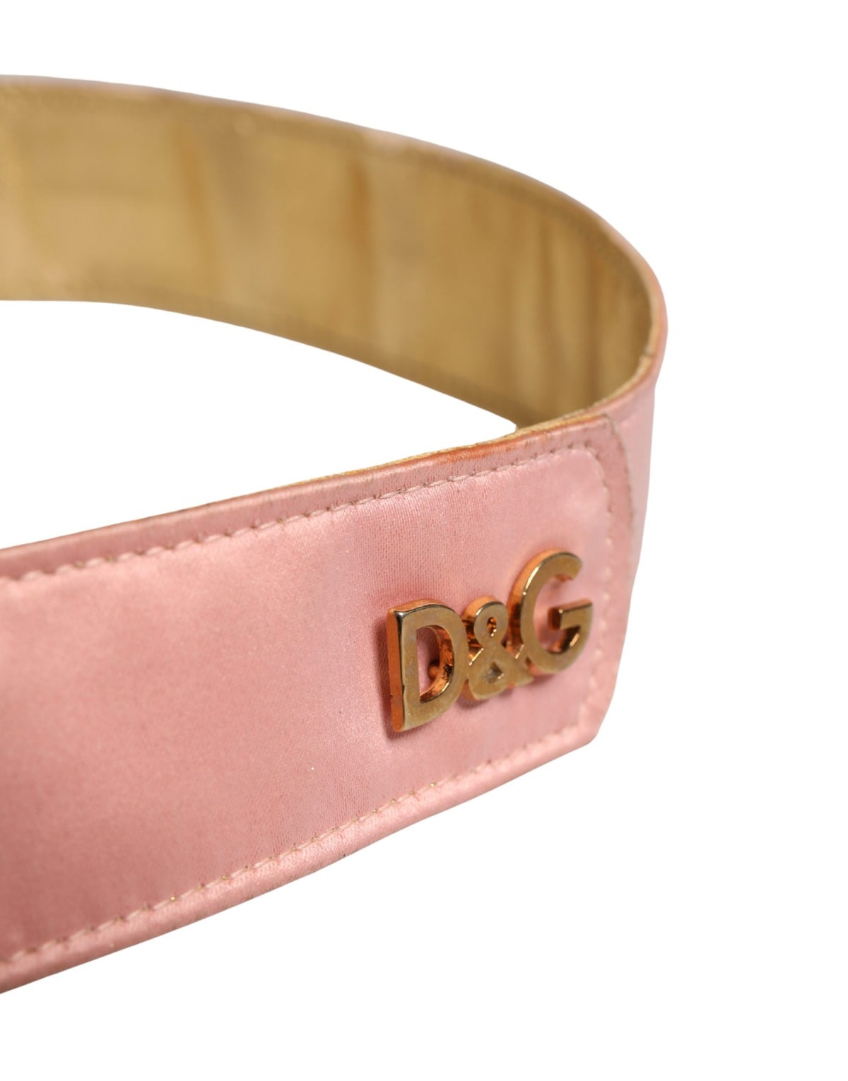 Dolce & Gabbana Pink Satin Leather Oval Metal Buckle Belt
