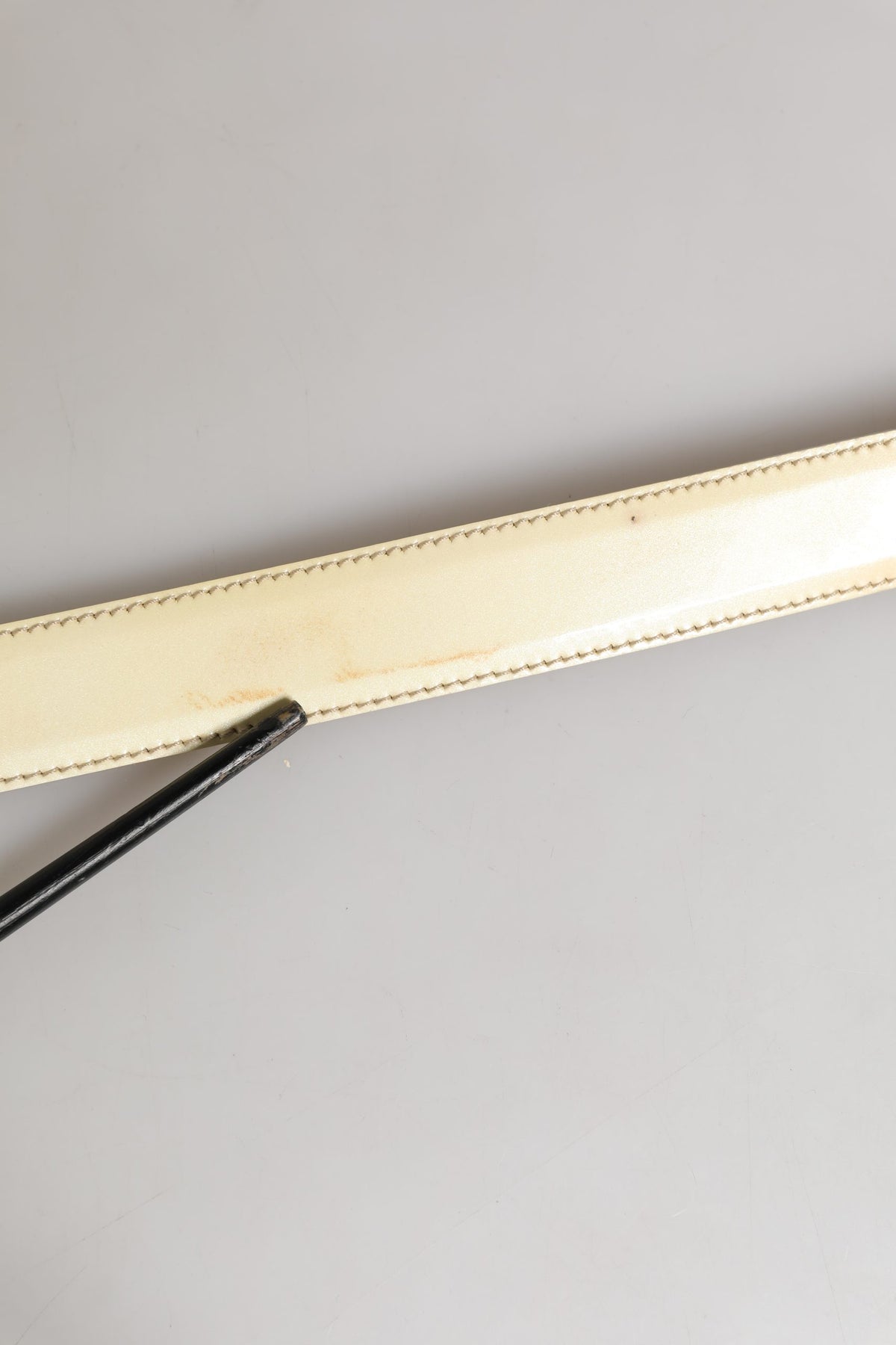 Prada Beige Leather Logo Waist Women Gold Metal Buckle Belt