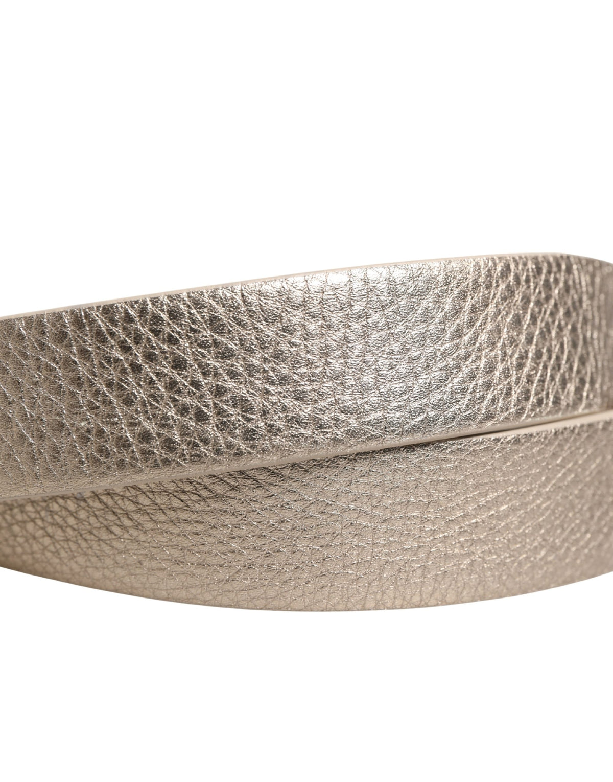 Brunello Cucinelli Metallic Beige Leather Silver Metal Buckle Belt