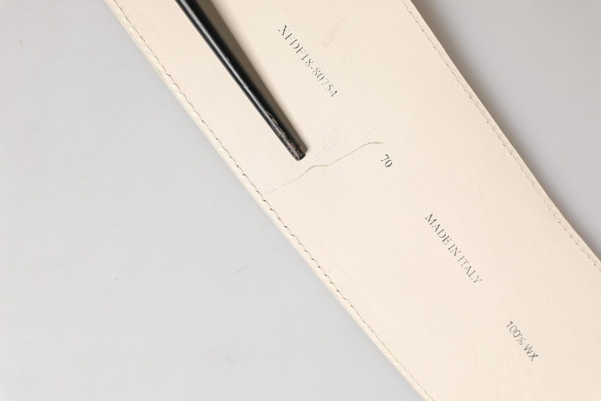 GF Ferre Off White Waxed Cotton Wide Fashion Waistband Belt