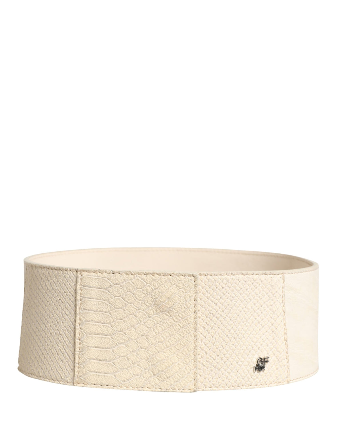 GF Ferre Off White Waxed Cotton Wide Fashion Waistband Belt