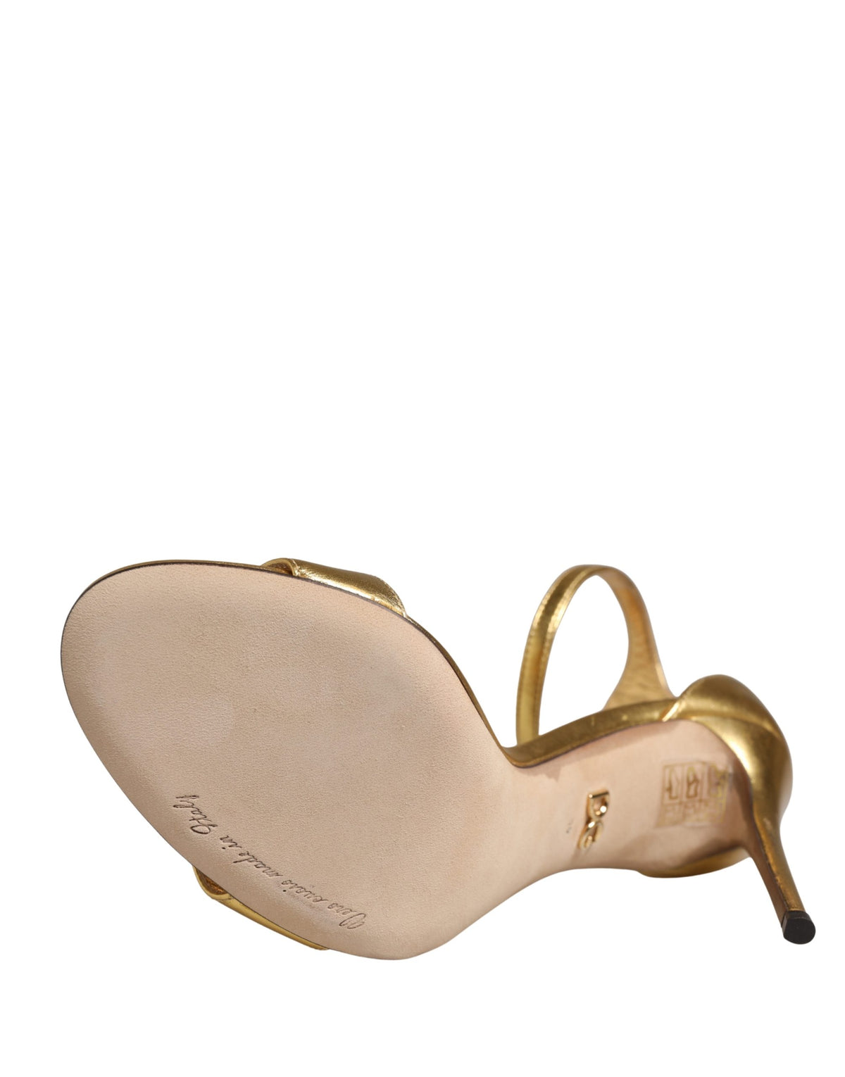 Dolce & Gabbana Gold Leather Keira High Heels Sandals Shoes
