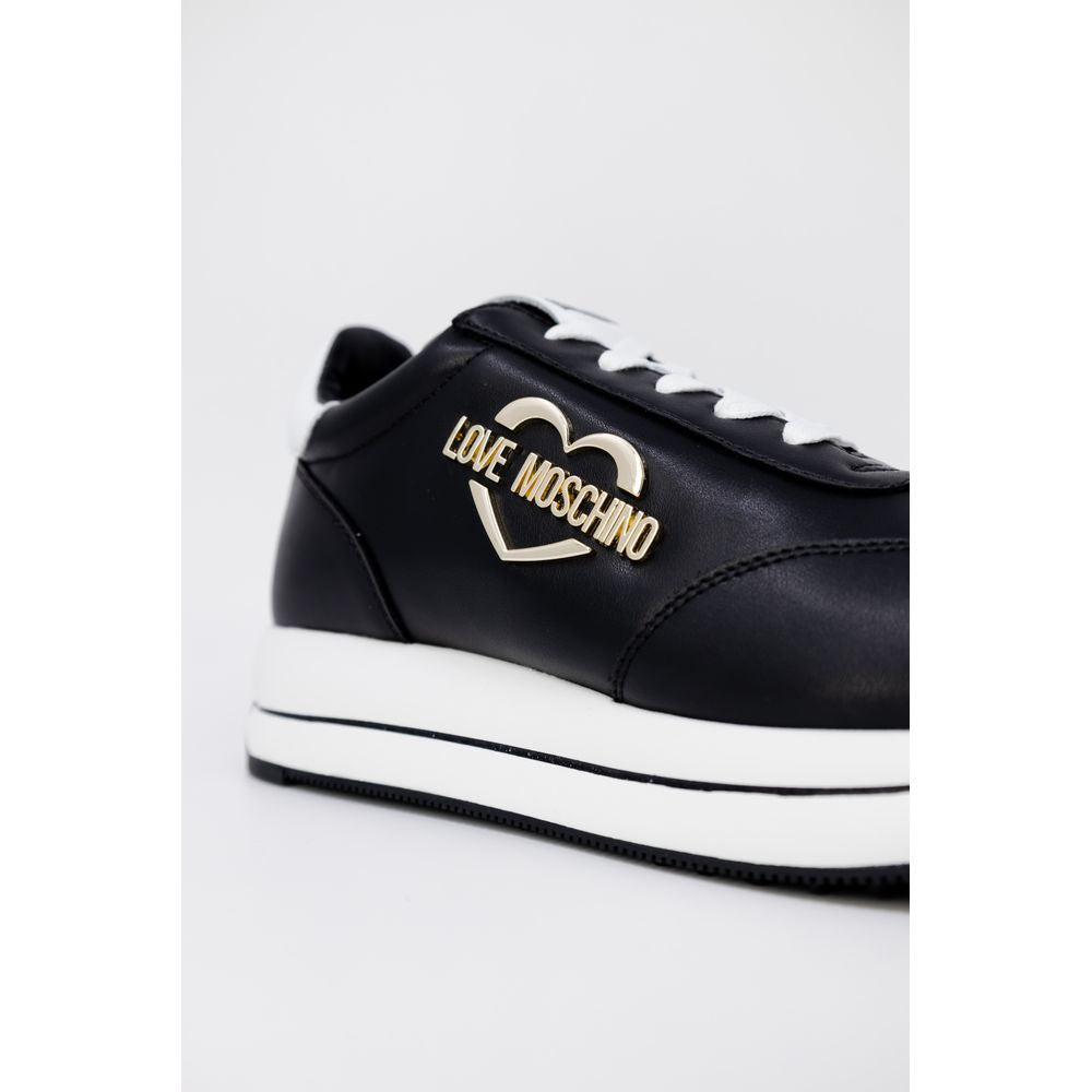 Love Moschino Black Leather Low Top Sneakers