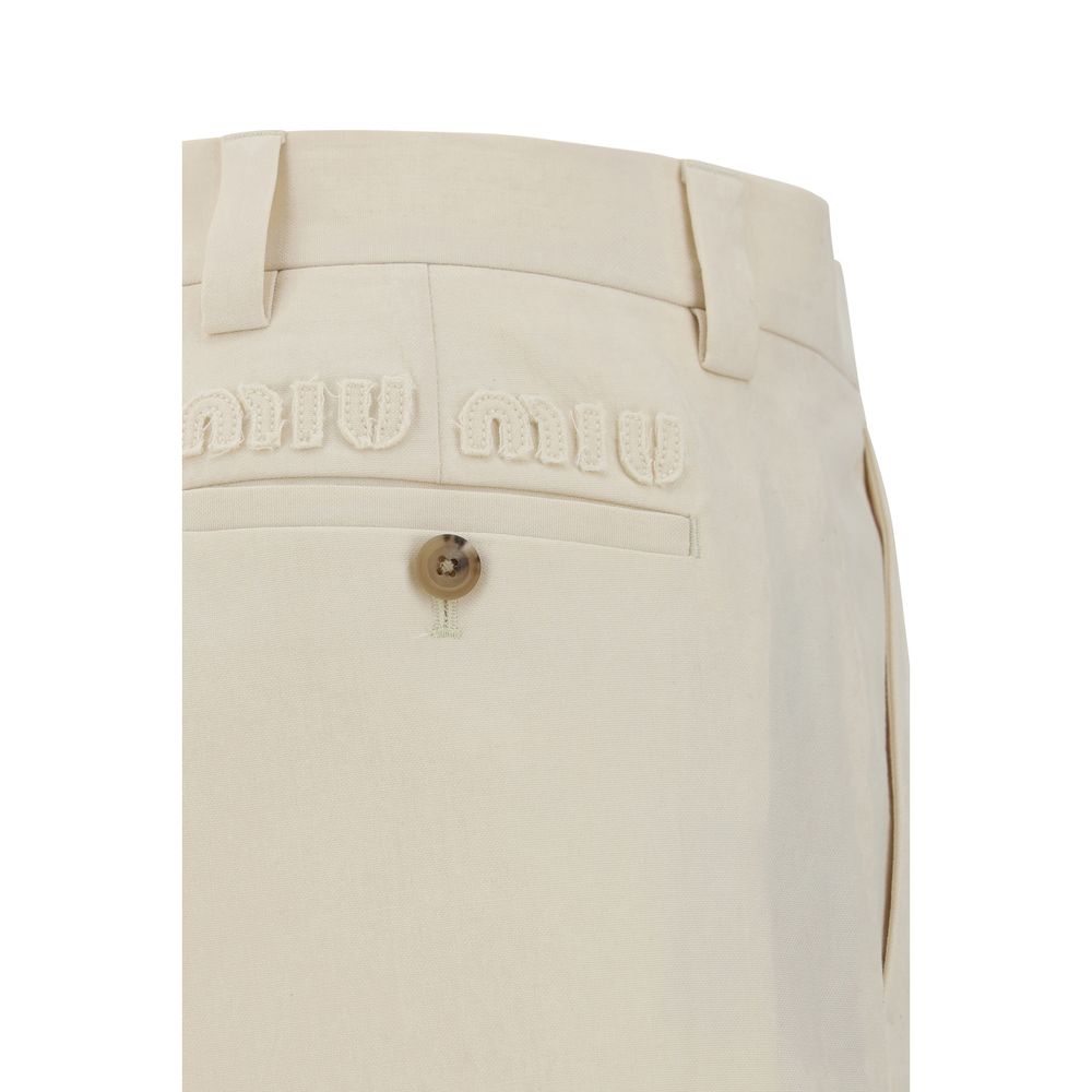 Miu Miu Beige Cotton Casual Pants