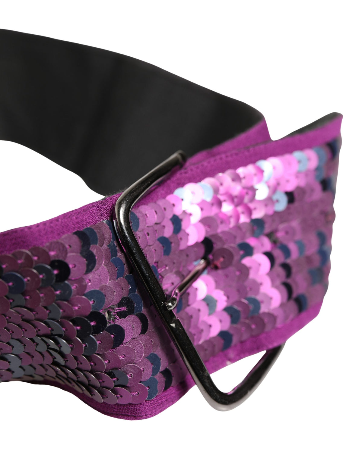 GF Ferre Women Purple Sequined Silver Metal Buckle Belt