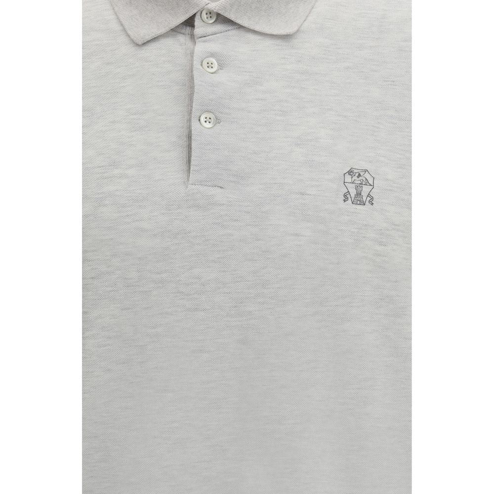Brunello Cucinelli Gray Cotton Polo Shirt