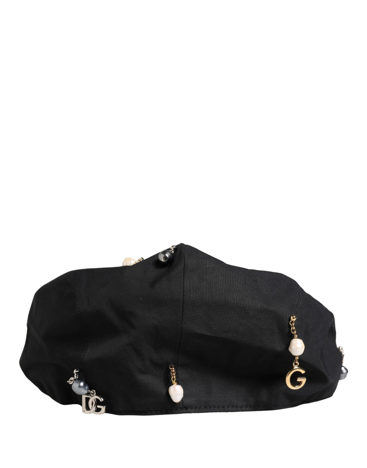 Dolce & Gabbana Men Black Cotton Embellished Newsboy Capello Hat