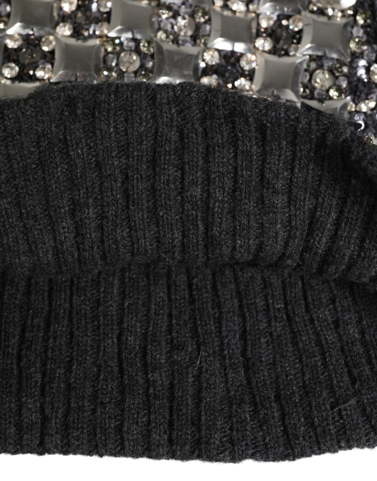 Dolce & Gabbana Black Wool Crystal Embellished Balaclava Hat