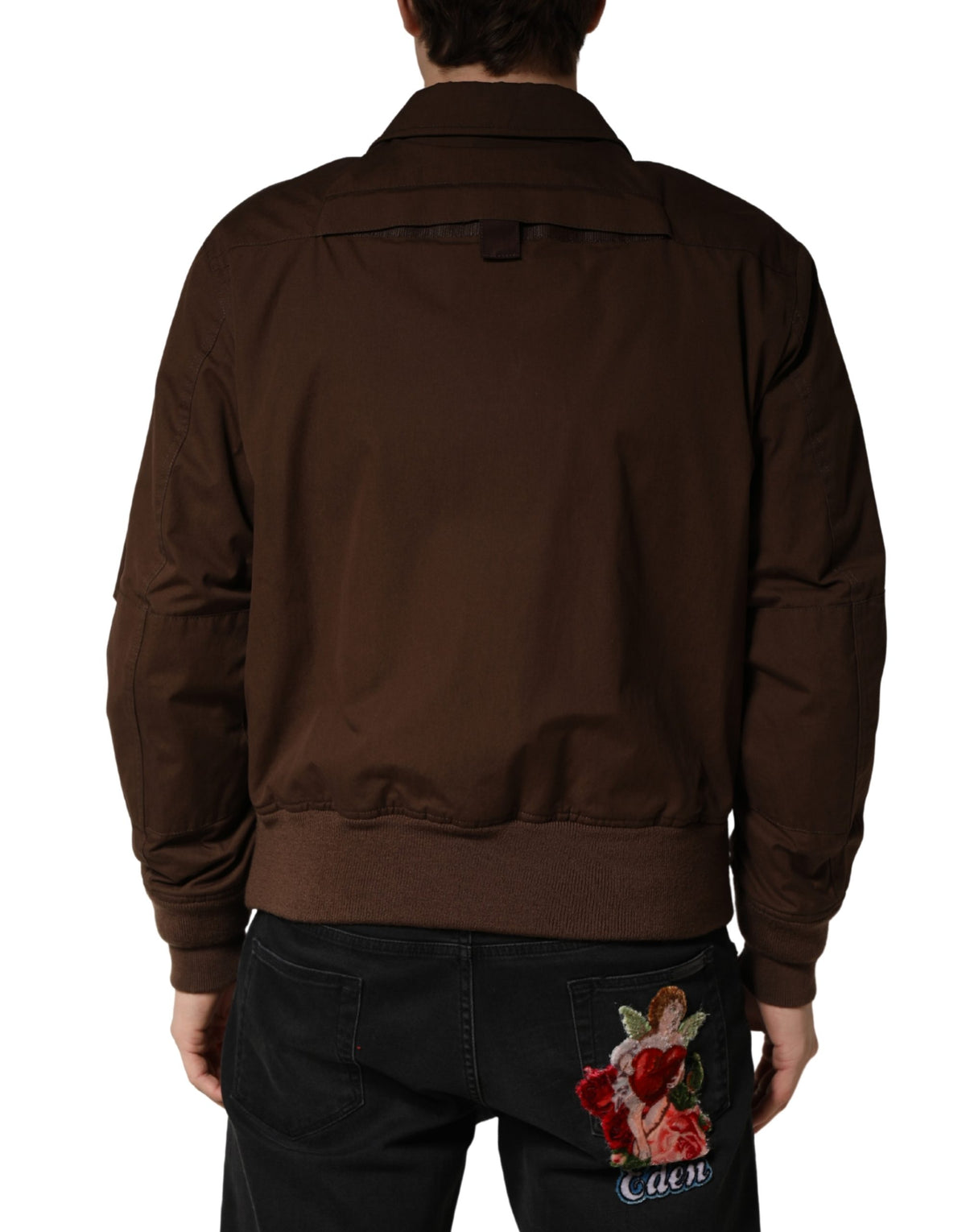 Dolce & Gabbana Brown Cotton Stretch Full Zip Bomber Jacket