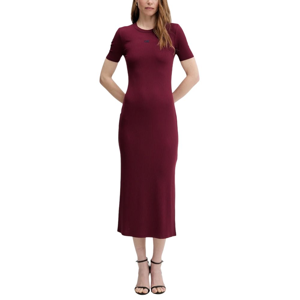 calvin klein burgundy dress Calvin Klein Jeans Bordeaux Modal Long Dress – JOHNYCARRIBEAN