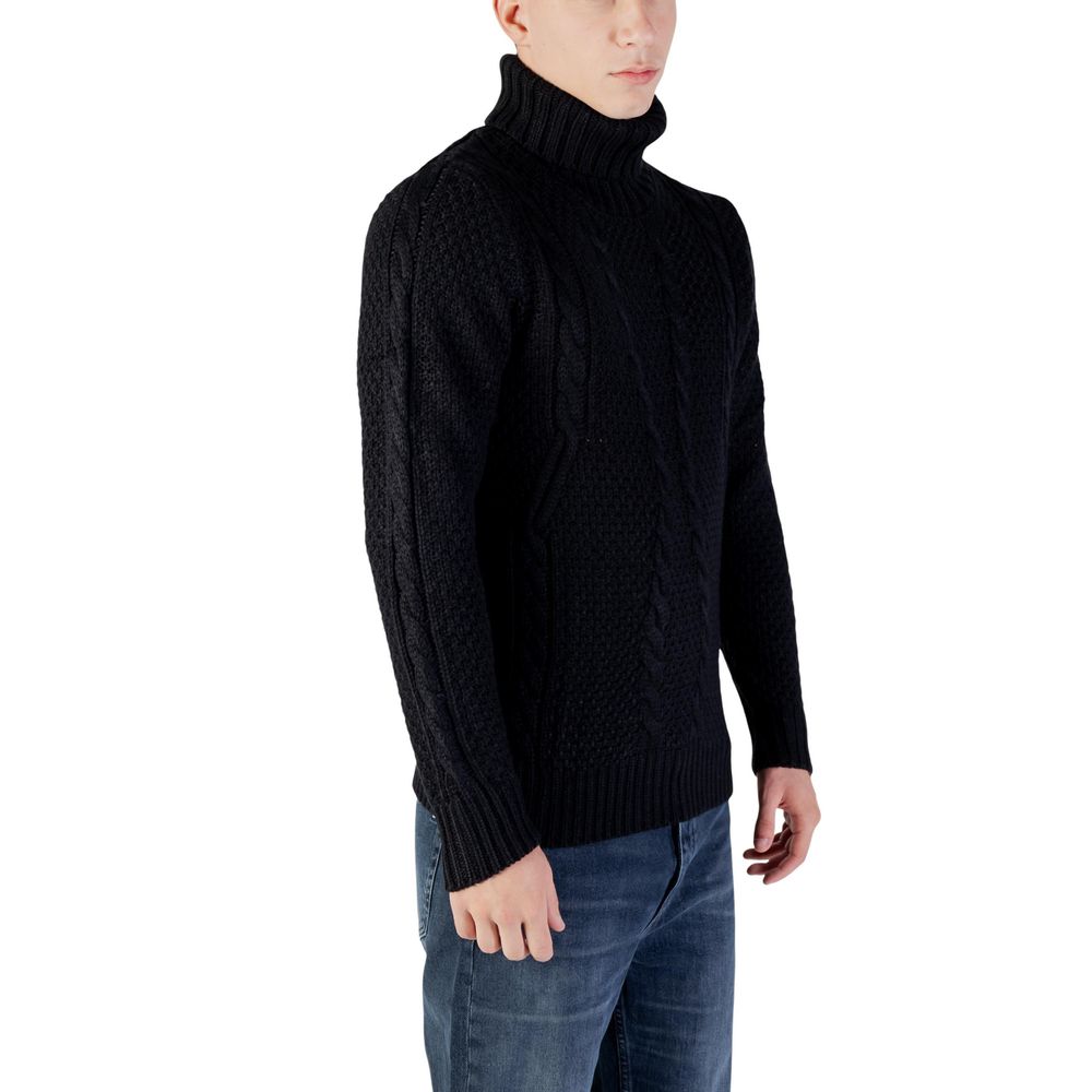 Gianni Lupo Black Marabou Turtleneck