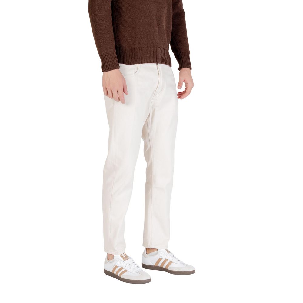 Gianni Lupo Cream Cotton Relaxed Fit Jeans