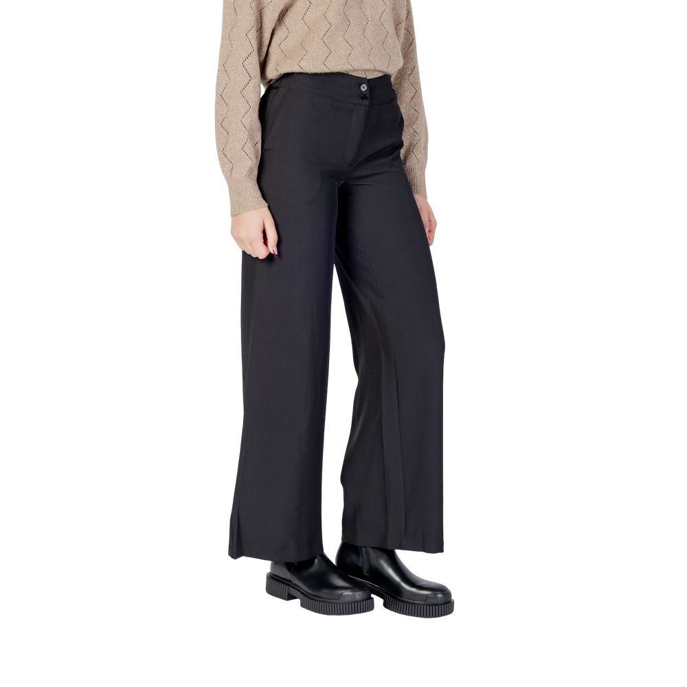 Jacqueline De Yong Black Polyester Flared Pants