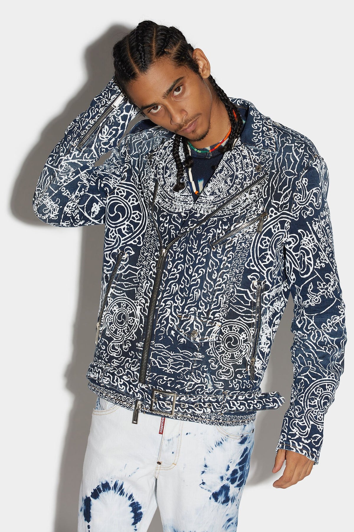 Dsquared² Blue Fibres Biker Jacket