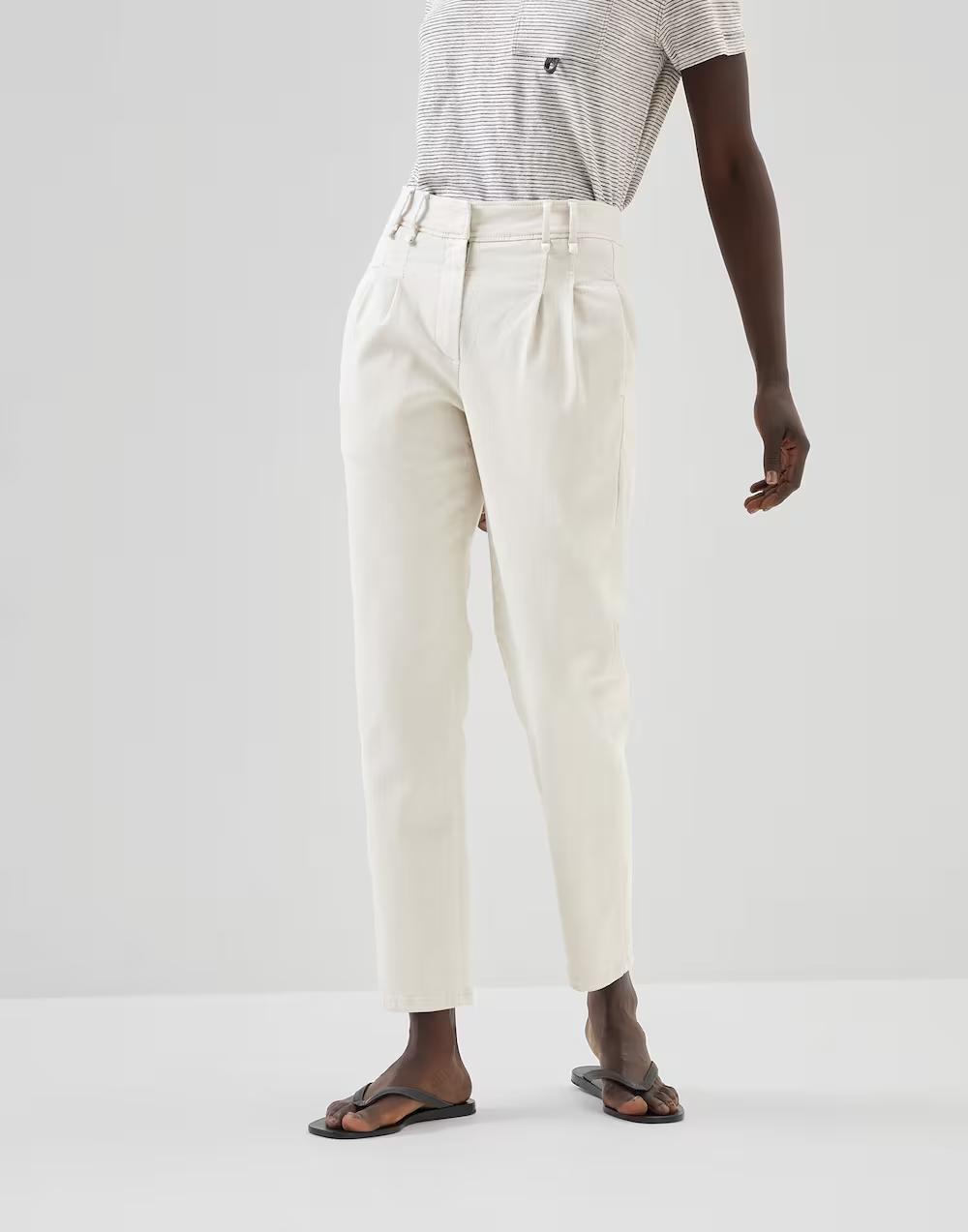 Brunello Cucinelli White Cotton Casual Pants