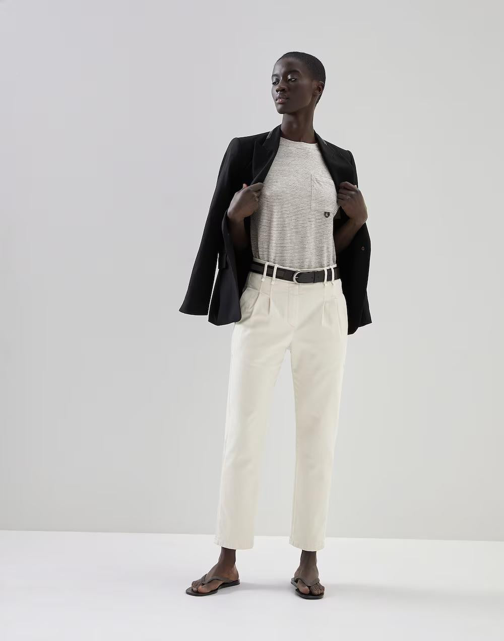 Brunello Cucinelli White Cotton Casual Pants