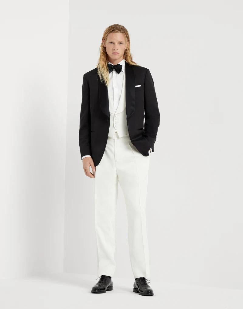 Brunello Cucinelli White Silk Sleveless Jacket