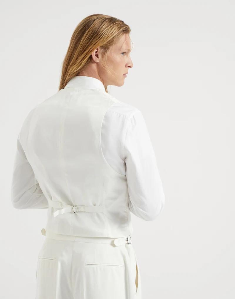 Brunello Cucinelli White Silk Sleveless Jacket