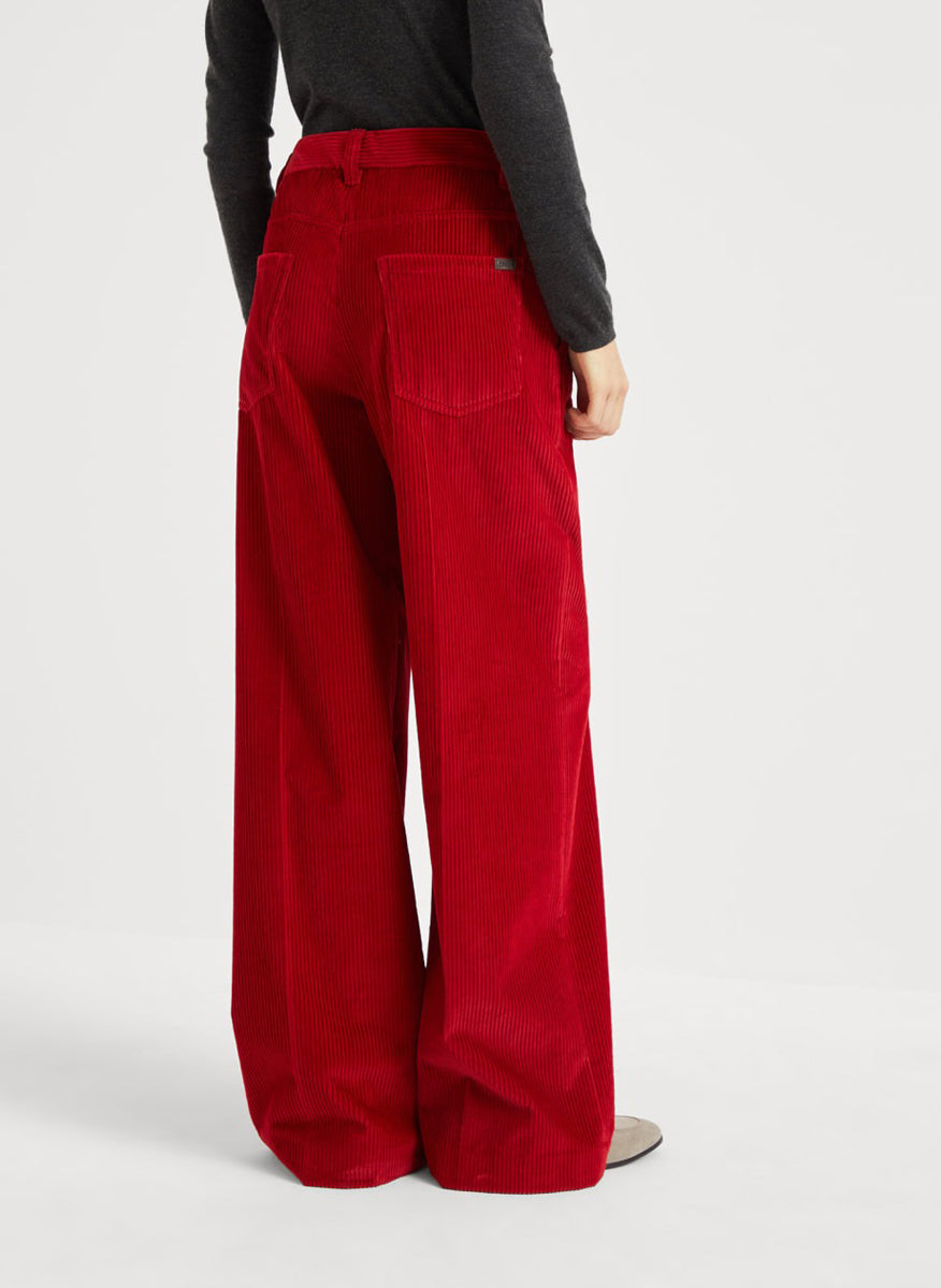 Brunello Cucinelli Red Cotton Flared Pants