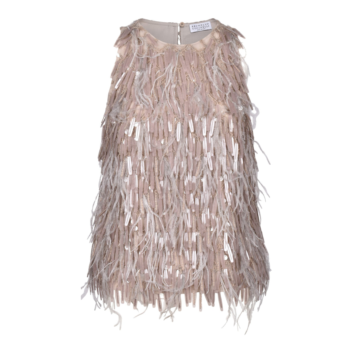 Brunello Cucinelli Beige Silk Cocktail Dress