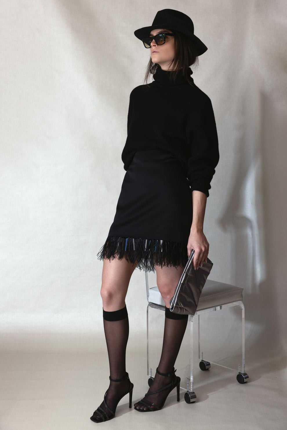 Brunello Cucinelli Black Acetate Mini Skirt
