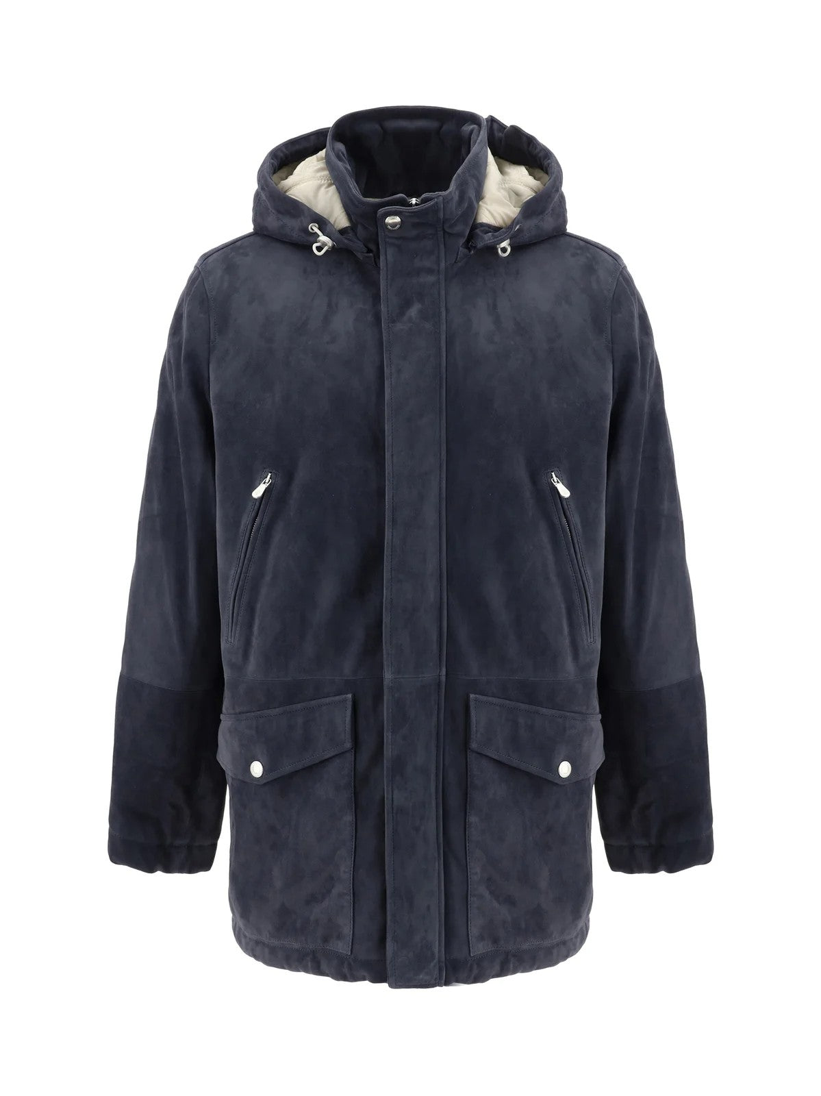 Brunello Cucinelli Blue Leather Leather Jacket