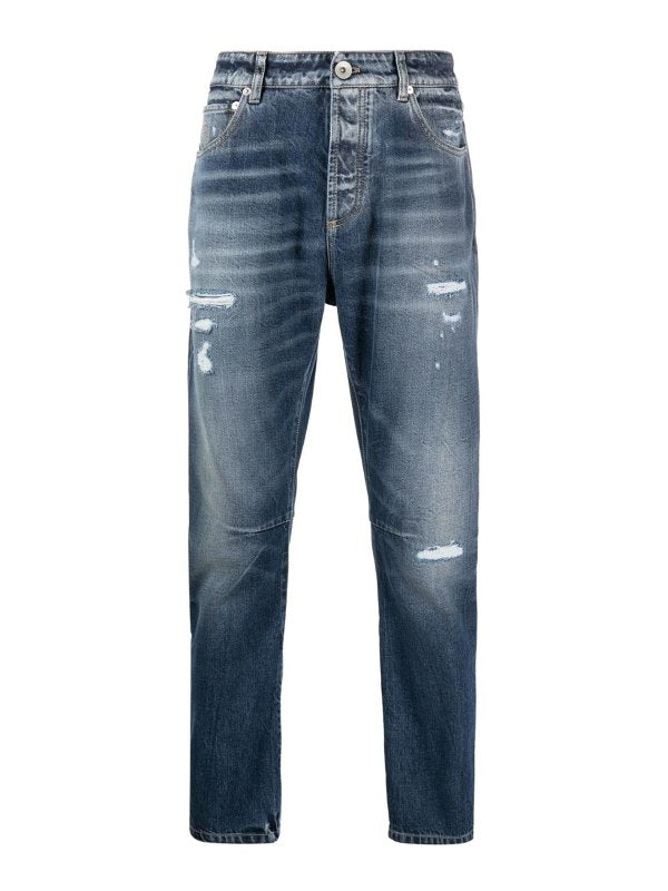 Brunello Cucinelli Gray Cotton Straight-Leg Jeans
