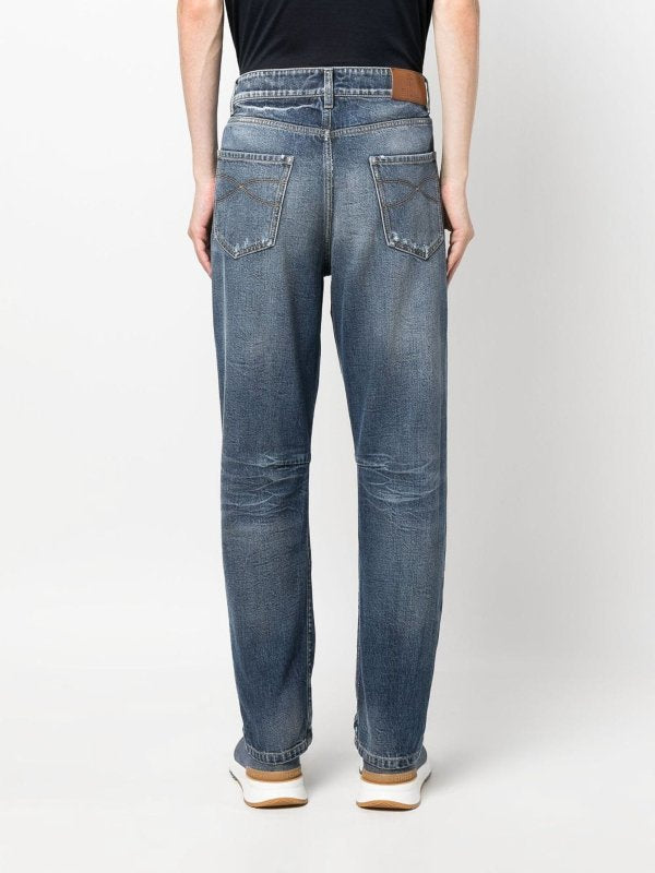 Brunello Cucinelli Gray Cotton Straight-Leg Jeans