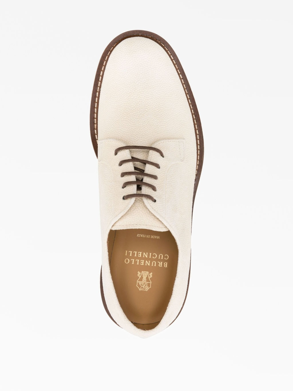 Brunello Cucinelli Beige Leather Oxfords And Derbies