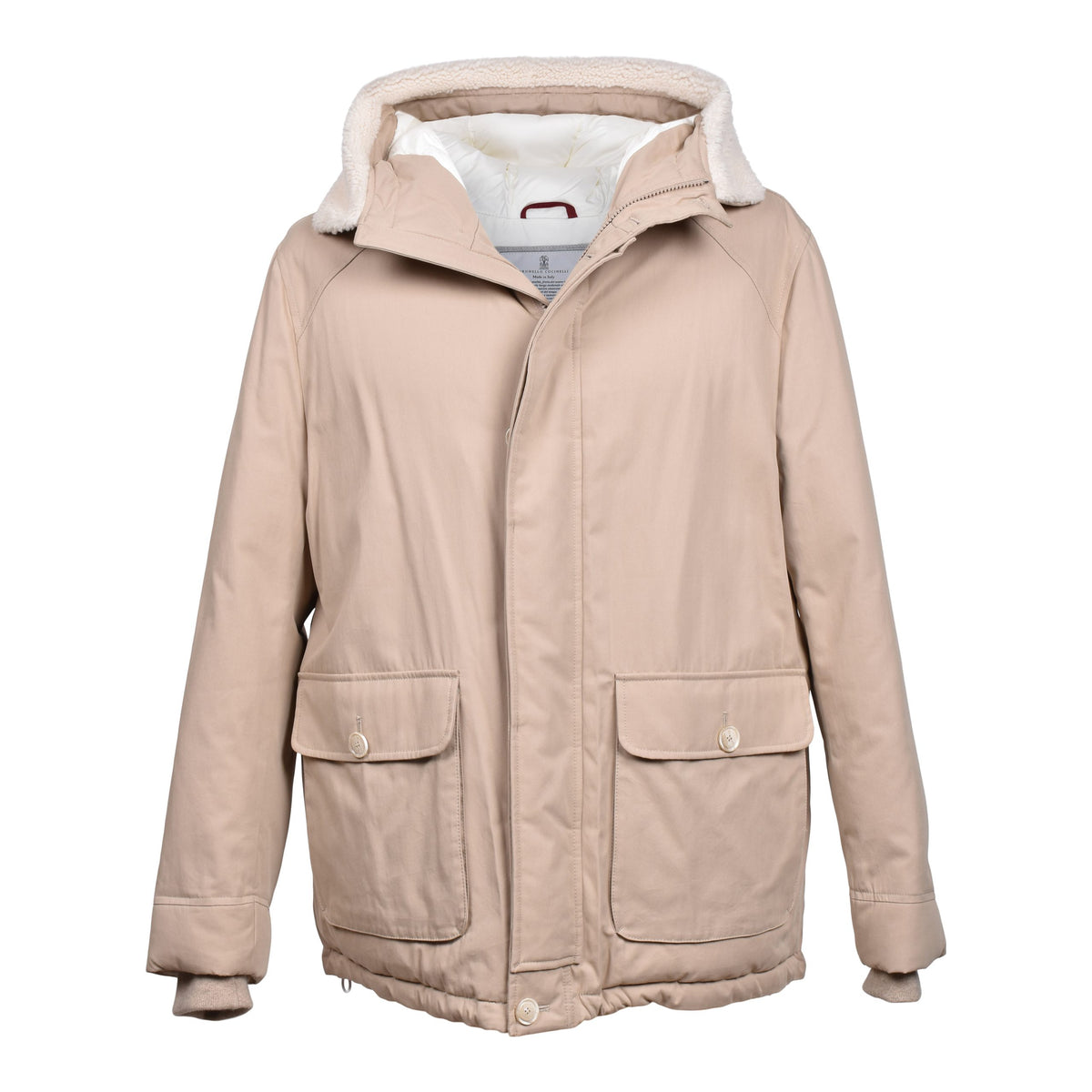 Brunello Cucinelli Beige Cotton Full-Length Jacket