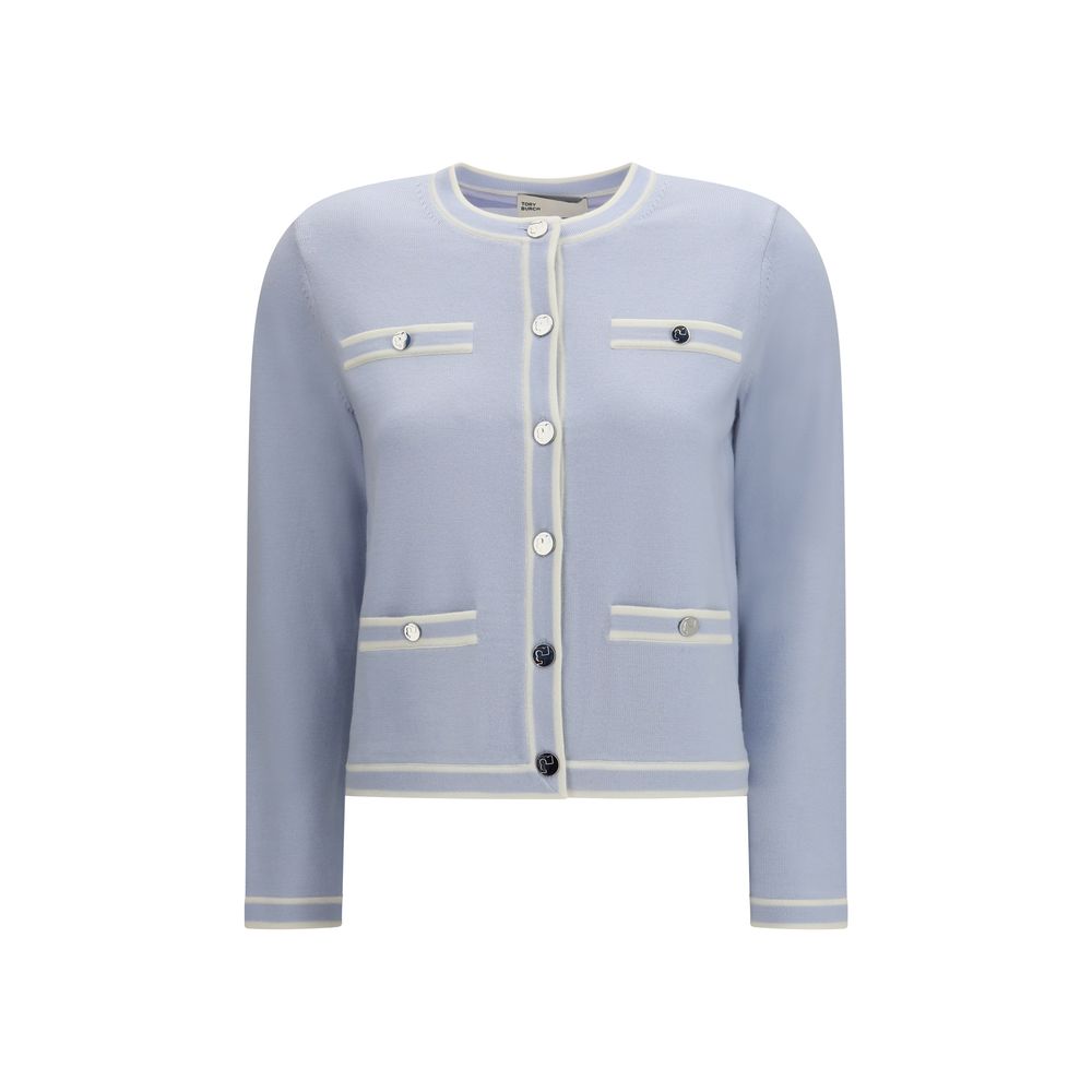 Tory Burch Blue Wool Cardigan