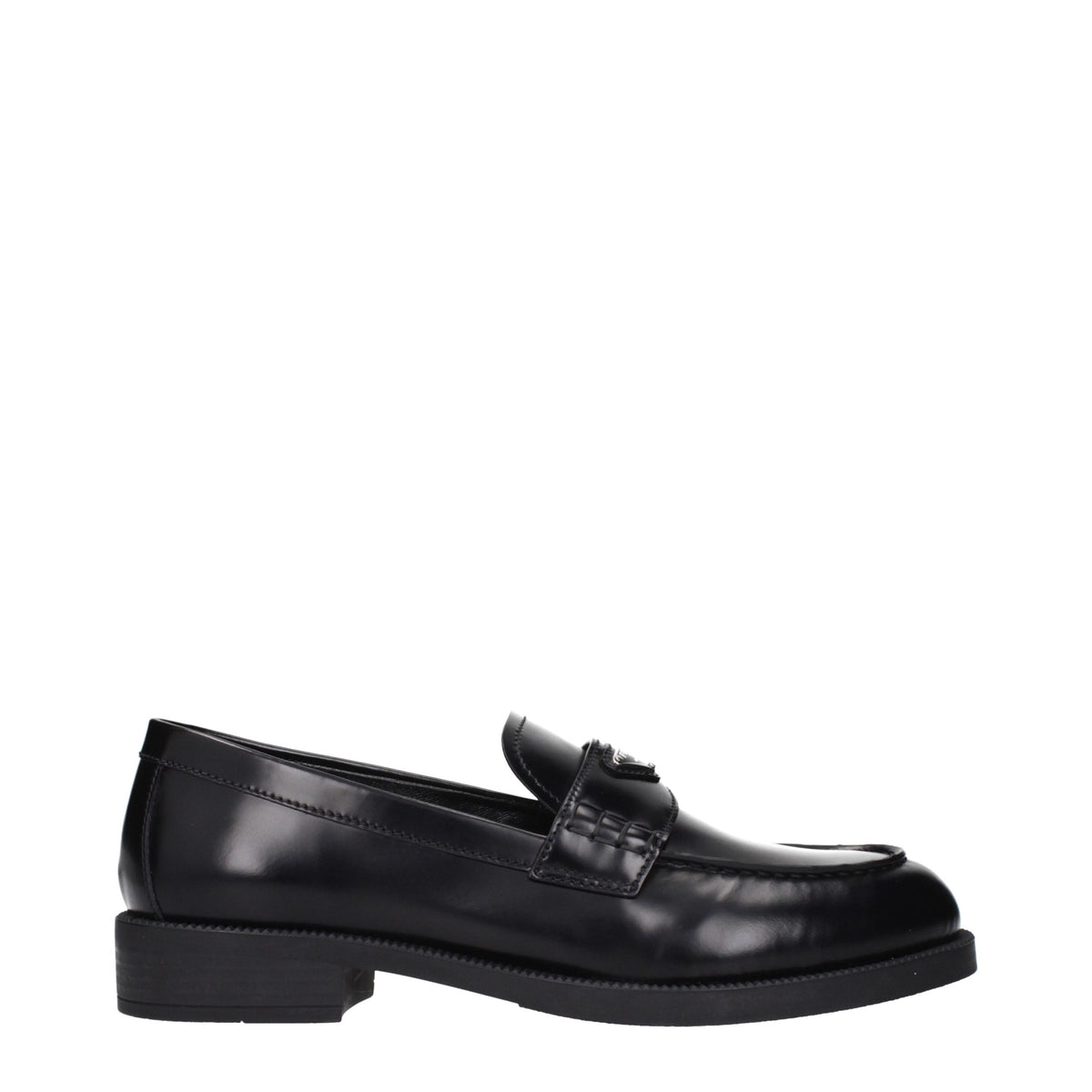 Prada Black Leather Slip-On Loafers