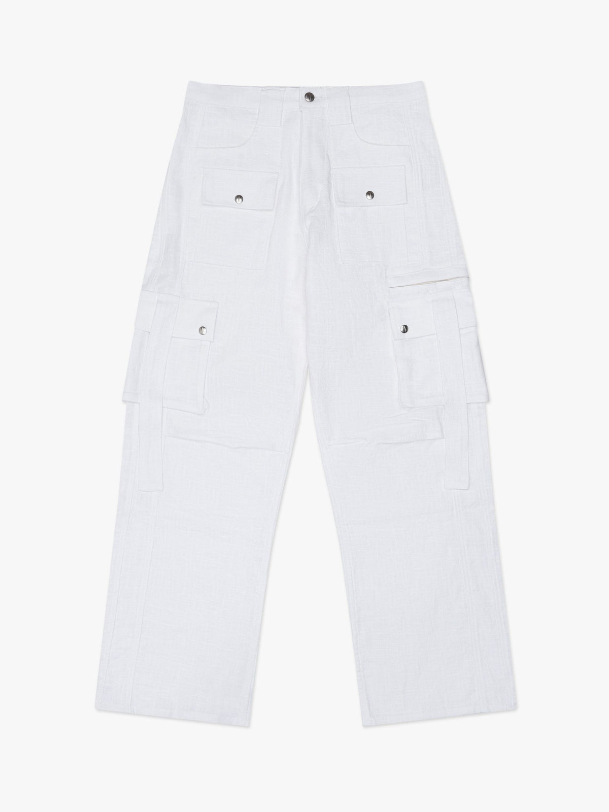 Rhude White Linen Cargo Pants