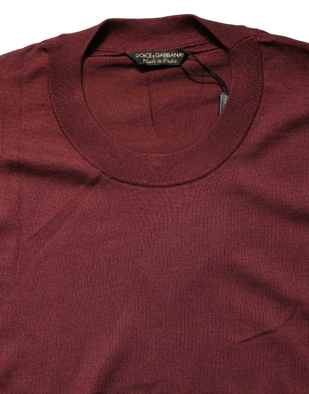 Dolce & Gabbana Maroon Silk Men Crew Neck Pullover Sweater