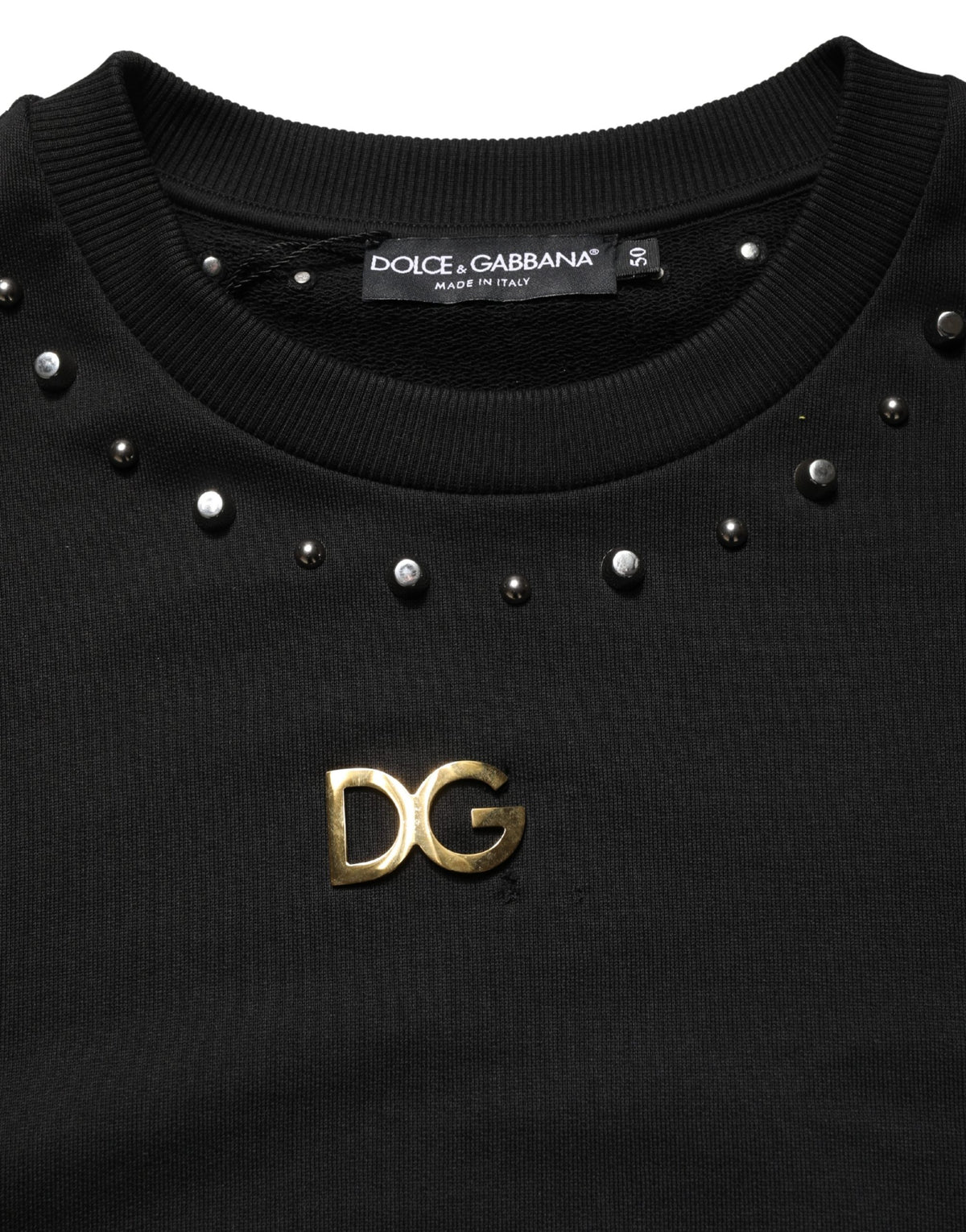 Dolce & Gabbana Black Embellished Cotton Sweatshirt Sweater
