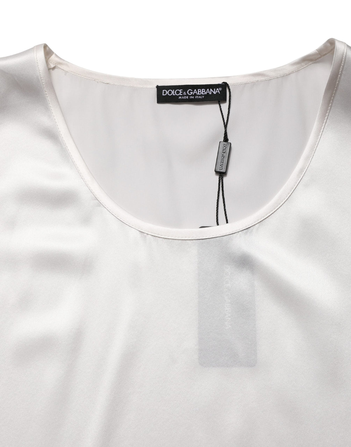 Dolce & Gabbana White Satin Polyester SleevelessTank T-shirt