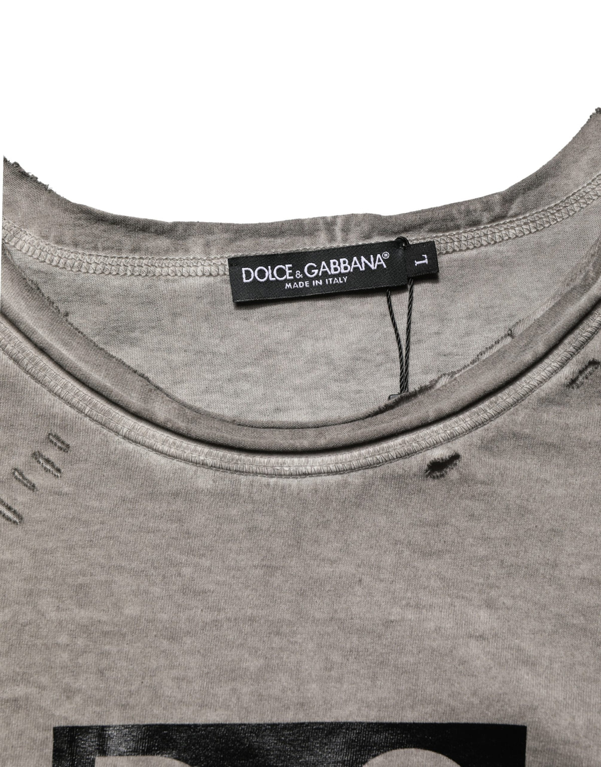 Dolce & Gabbana Gray DG Logo Print Cotton Round Neck T-shirt