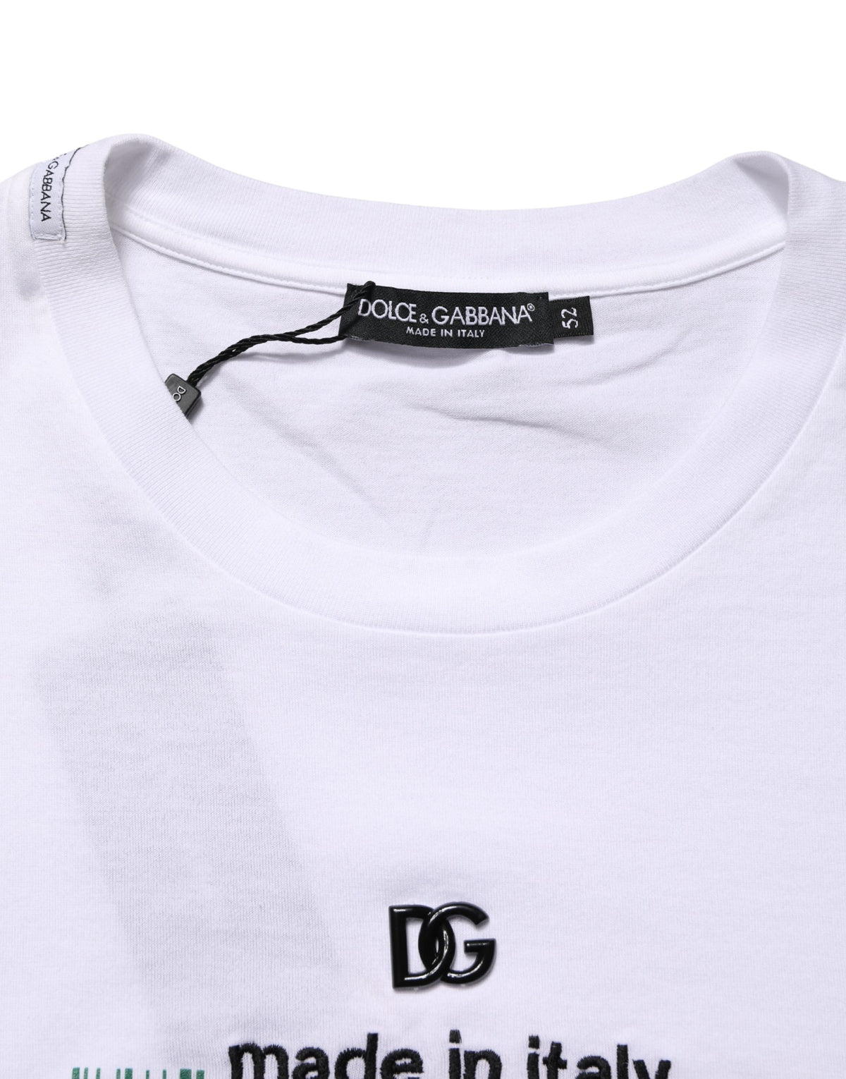 Dolce & Gabbana White Barcode Print Cotton Crew Neck T-shirt