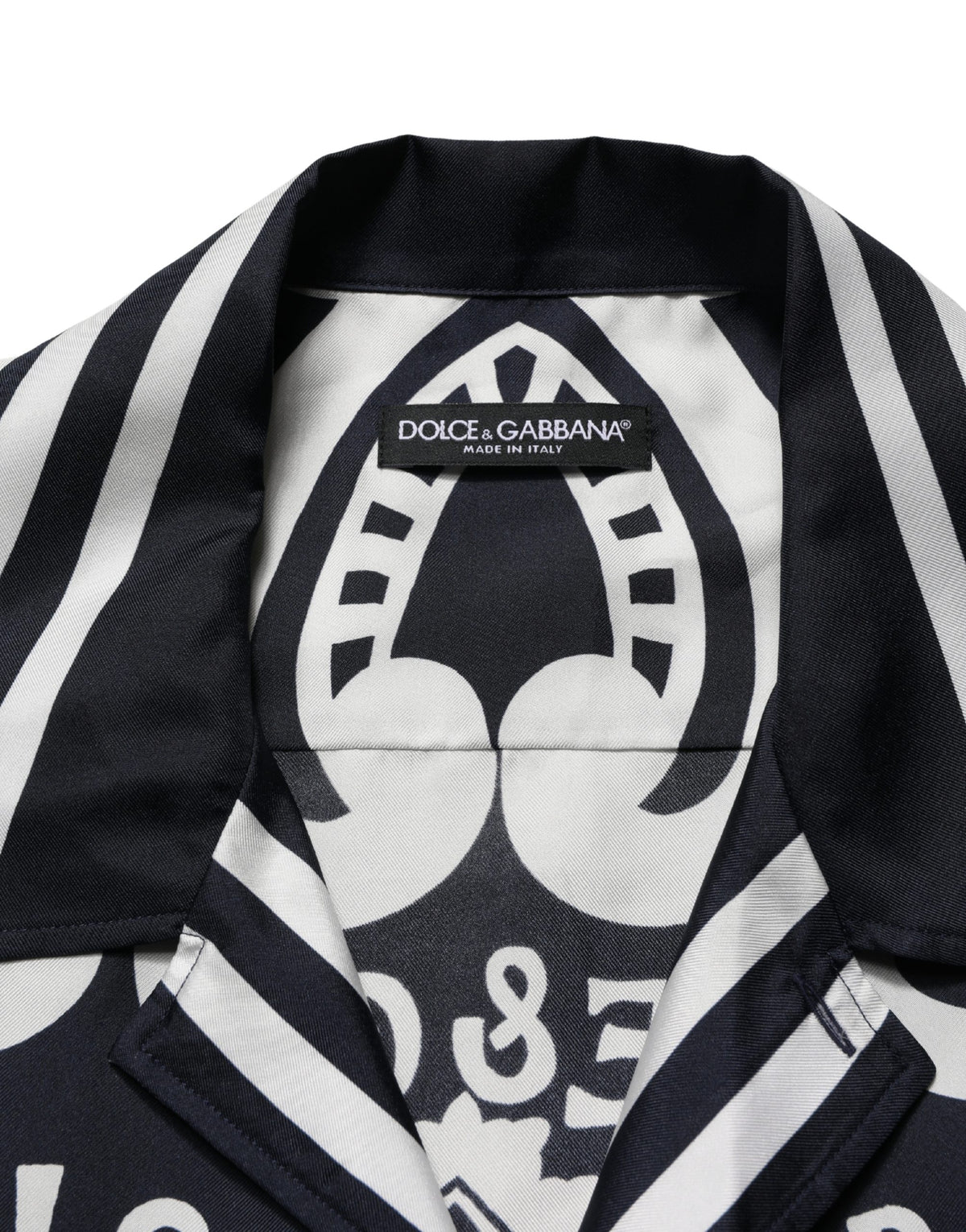 Dolce & Gabbana Black White Marina Print Silk Hawaii Shirt