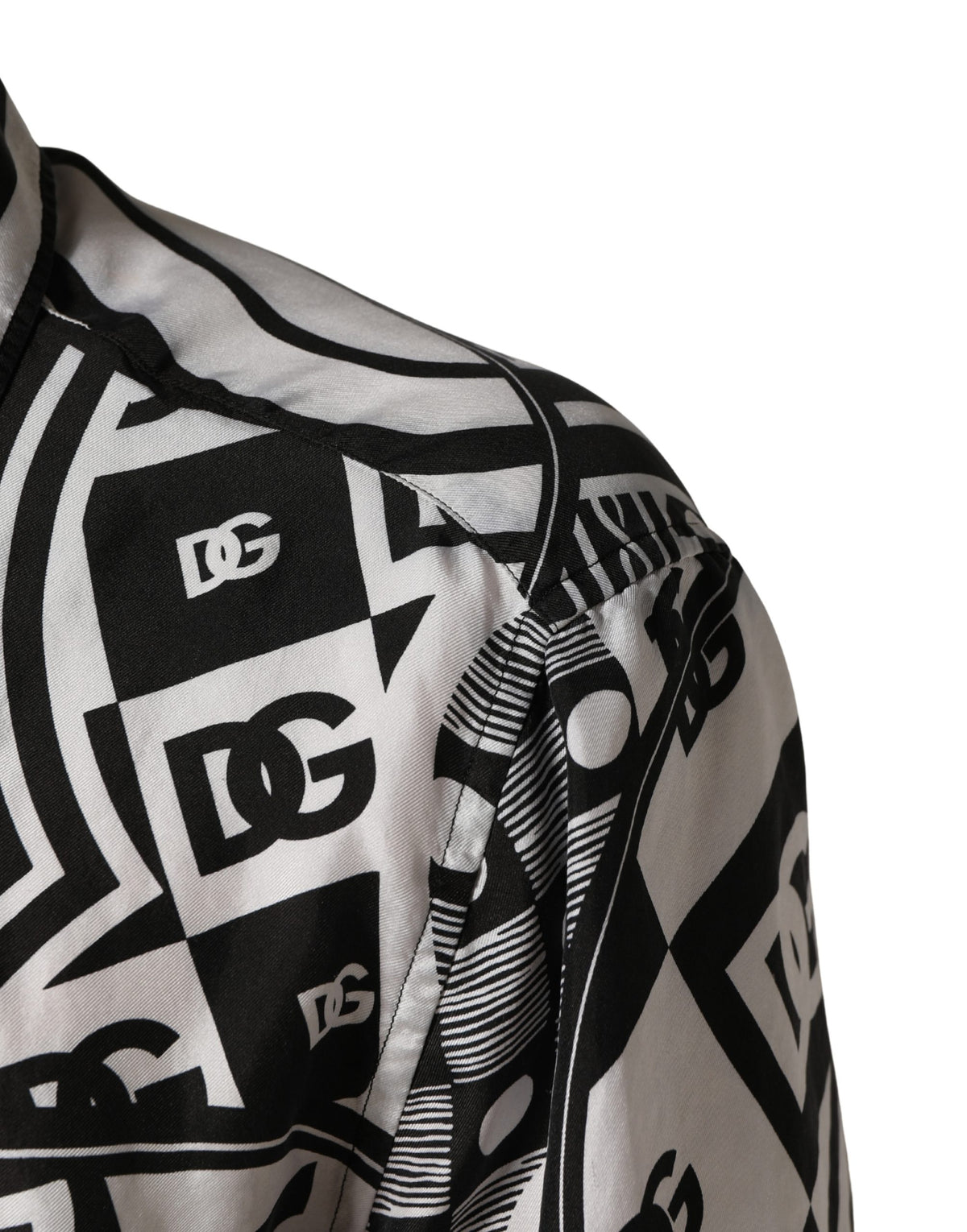 Dolce & Gabbana Black White Bandana Print Collared Shirt