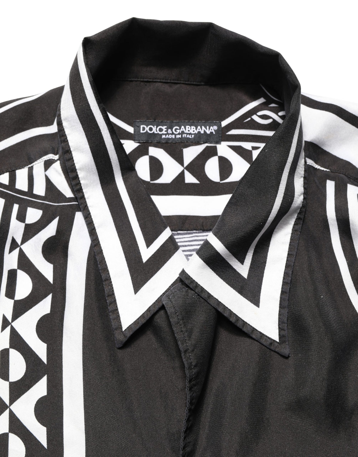 Dolce & Gabbana Black White Bandana Print Collared Shirt