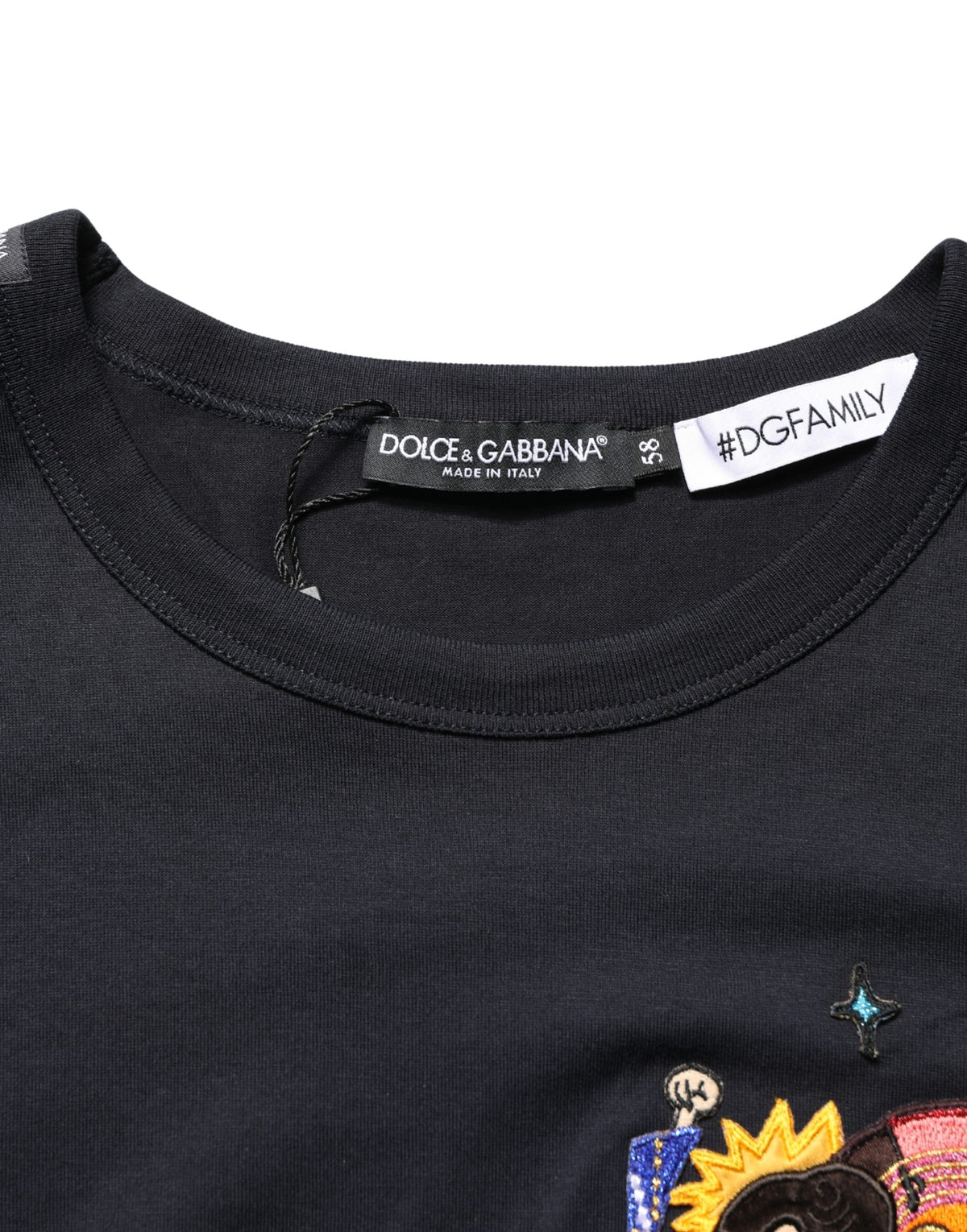 Dolce & Gabbana Black #DGFAMILY Patch Men Crew Neck T-shirt