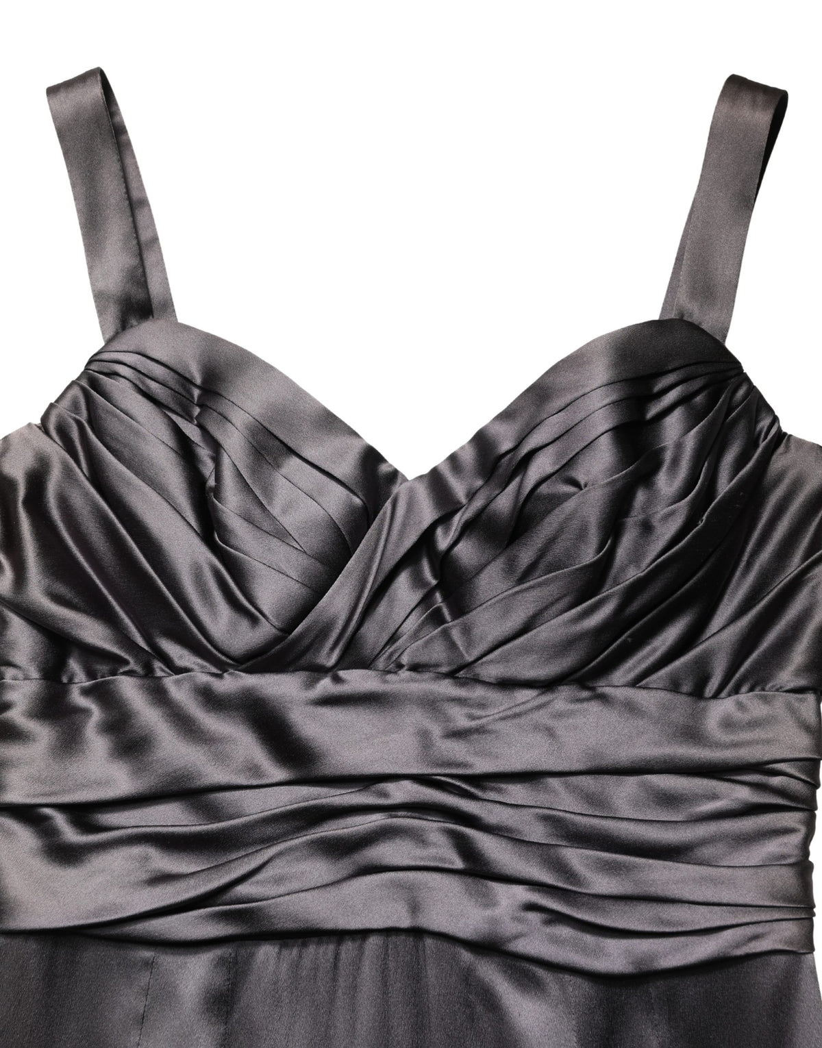 Dolce & Gabbana Black Satin Sleeveless Sweetheart Dress
