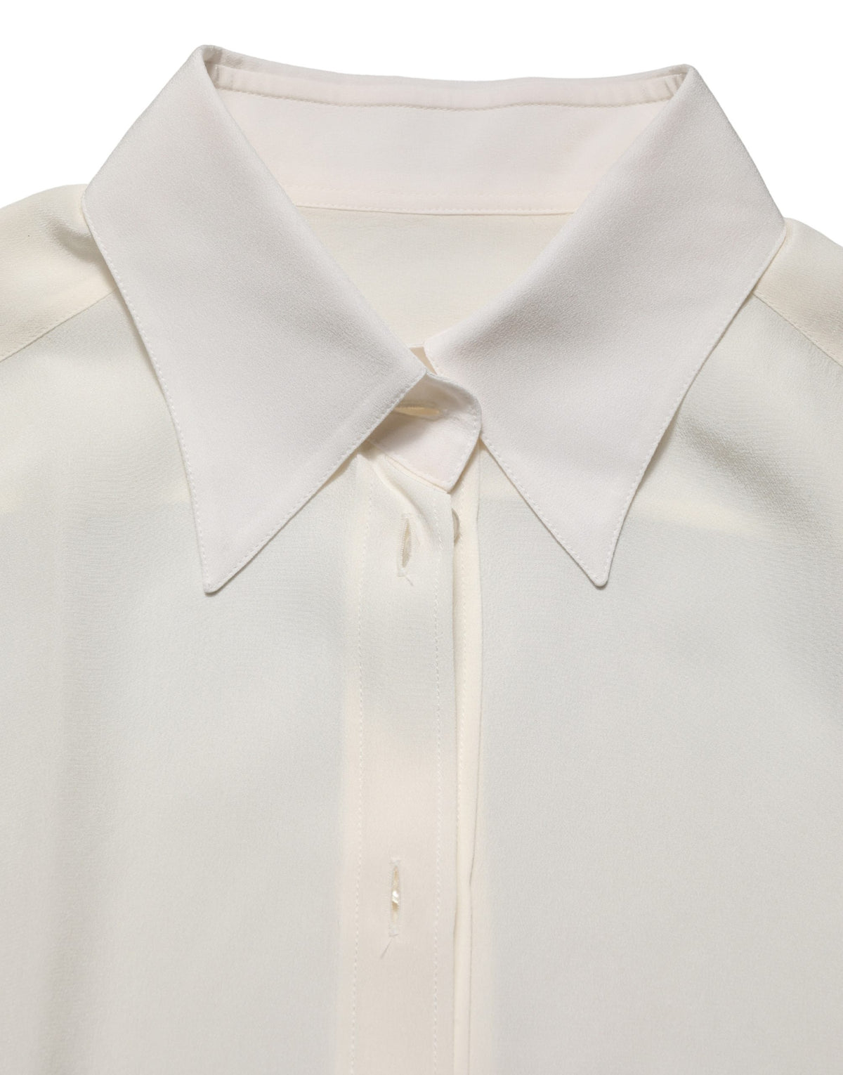 Dolce & Gabbana Off White Collared Long Sleeves Blouse Top