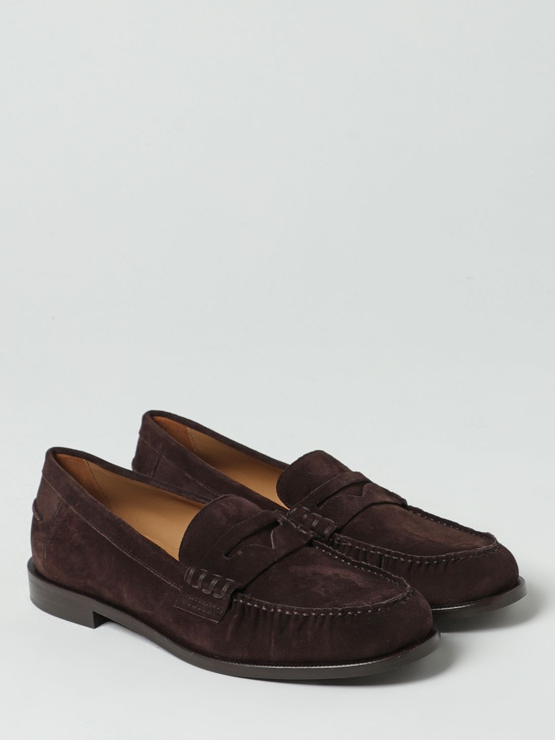 Emporio Armani Brown Suede Leather Slip-On Loafers