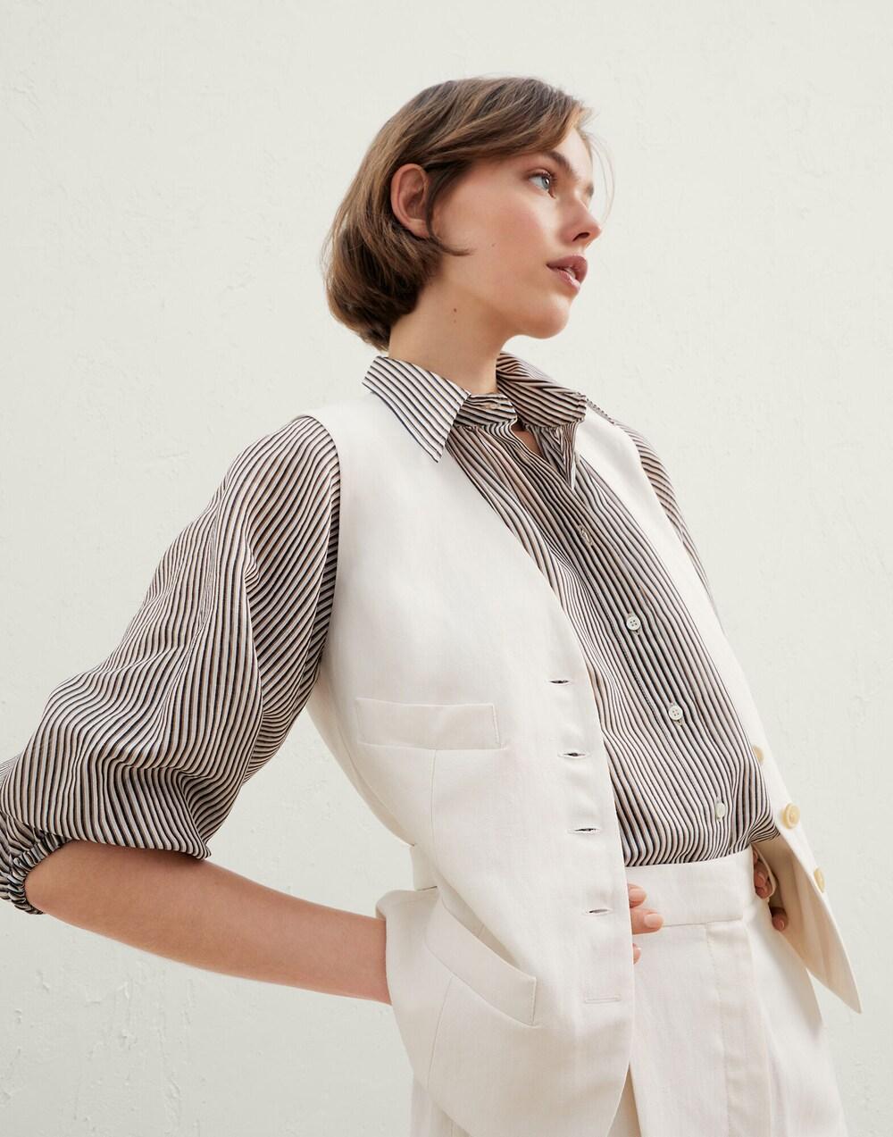 Brunello Cucinelli Beige Viscose Sleeveless Jacket